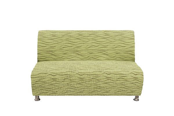 Еврочехол Чехол на 2-ух местный диван "Тела" Ридже зеленый без подлокотников